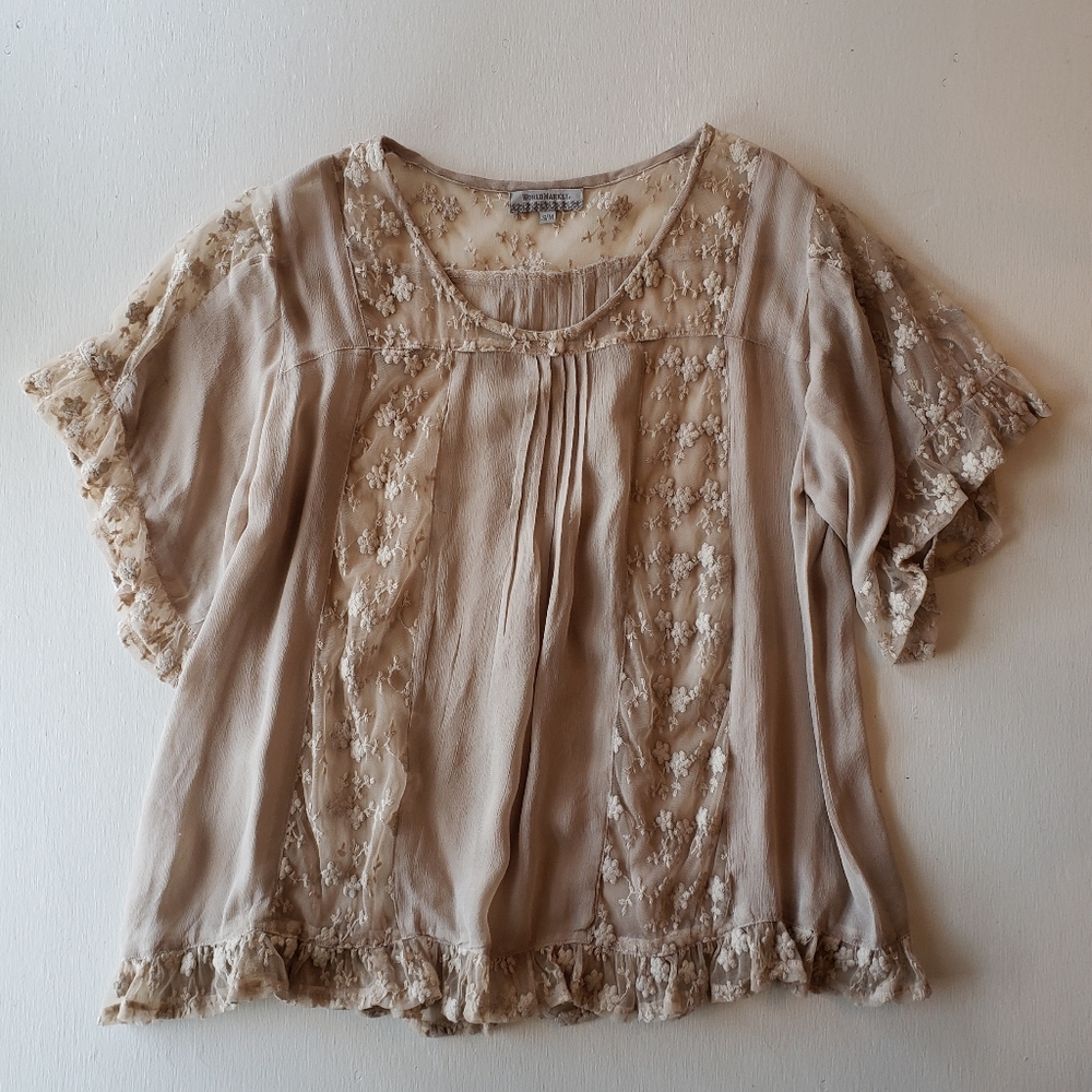 Bohemian lace gauzy oversized blouse
